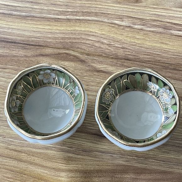 Vintage Nippon Japan Hand Painted Two Footed Small Bowls. lot of 2 - Picture 4 of 16